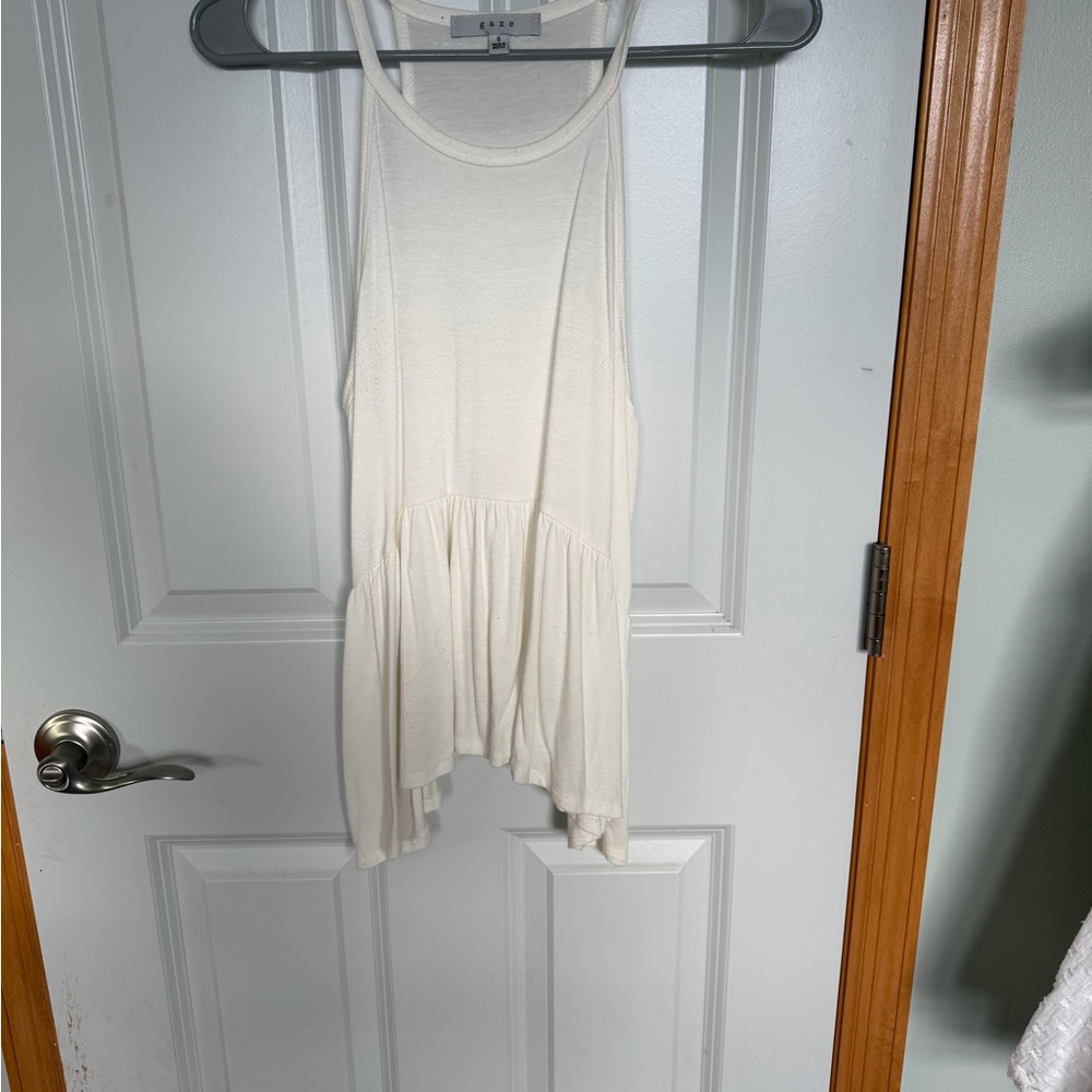 Gaze White Asymmetrical Tank Top